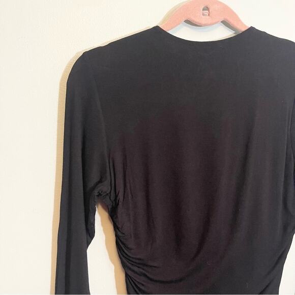 H&M Women's Black Long Sleeve Form Fitting Ruched Dress Size Medium - Picture 11 of 13